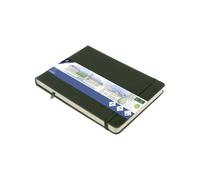 Carnet de croquis Kangaro A5 - Couverture rigide - En polyuréthane - Vert - 80 feuilles - 140 g - Papier crème - Avec élastique et bande élastique