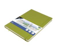 Carnet de croquis Kangaro A4, vert citron, couverture rigide, 80 feuilles, 140 g, papier crème avec élastique et ruban