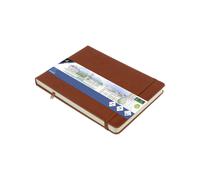 Carnet de croquis Kangaro A5 Landscape Cognac Couverture rigide PU 80 feuilles 140 g Papier crème avec élastique et bande élastique