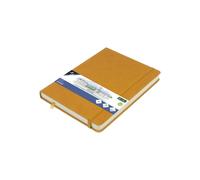 Kangaro Carnet de croquis A5 – Couverture rigide PU Jaune ocre – 80 feuilles 140 g, papier crème