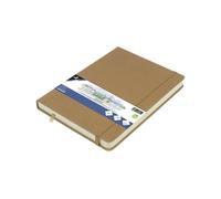 Kangaro Carnet de croquis artistique A5 en PU Taupe Couverture rigide 80 feuilles 140 g Papier crème avec élastique et ruban
