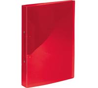 Kangaro Classeur à anneaux - Format A4-2 anneaux - Capacité : 25 mm - Matériau : polypropylène - Couleur : rouge transparent