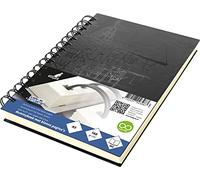 Kangaro K-5577 Carnet de croquis A5 vierge, reliure rigide, noir avec impression, papier crème, 140 g