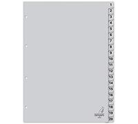 Kangaro Lot de 20 intercalaires en polypropylène 120 microns Gris Format A4