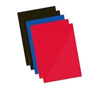 Kangaro Lot de 5 cahiers d'écolier A4 cartographiés 10 mm 80 feuilles assorties K-58340 Zwart/bleu/rood