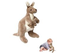 Kangaroo Peluche, 28cm Peluche Kangourou, Kangaroo Soft Toy, Peluche Animaux Mignon Kangaroo, Jouet en Peluche, Peluche Bébés, Parfait pour Jouer et Apprendre, Cadeaux D'anniversaire pour Enfants