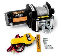 KANGAROO WINCH Treuil Electrique 12v Universel 2000 lbs / 906 kg - Puissant et Compact avec Câble Acier et Télécommande - Construction Fiable pour Voiture, Quad et Défis Offroad (K2000)