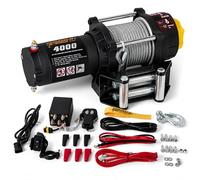 KANGAROO WINCH Treuil Electrique 12v Universel 4000 lbs / 1814 kg - Puissant et Compact avec Câble Acier et Télécommande - Construction Fiable pour Voiture, Quad et Défis Offroad (K4000)