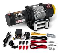 KANGAROO WINCH Treuil Electrique 12v Universel 4500 lbs / 2040 kg - Puissant et Compact avec Câble Acier et Télécommande - Construction Fiable pour Voiture, Quad et Défis Offroad (K4500)