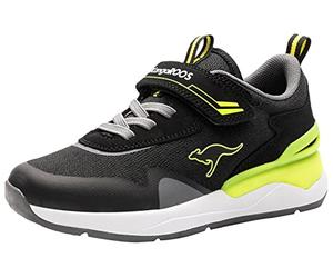 KangaROOS 18722 Mixte Enfant Basket, Jet Black/Neon Yellow 5062, 40 EU