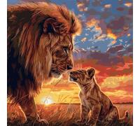 KANGBAWA Peinture par Numero Adulte Animaux Lion et Petit Lion Amour Paternel (8) DIY Peinture à l'huile Numéros Toile Paint by Numbers Peindre par Nombre Kits sans Cadre 40x50cm