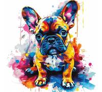 KANGBAWA Peinture par Numero Adulte Chien de compagnie bébé bouledogue français aquarelle (6) DIY Peinture à l'huile Numéros Toile Paint by Numbers Peindre par Nombre Kits sans Cadre 40x50cm