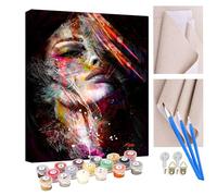 KANGBAWA Peinture par Numero Adulte Kit Peinture Adulte Enfant Comprend des Peintures Acryliques et des Pinceaux - Visage de femme coloré Sans Cadre (Toile 40x50 cm)