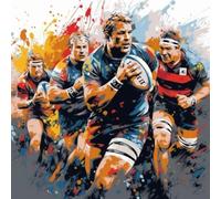 KANGBAWA Peinture par Numero Adulte Kit Peinture Adulte Enfant Comprend des Peintures Acryliques et des Pinceaux - Match de rugby (6) Sans Cadre (Toile 40x50 cm)
