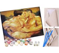 KANGBAWA Peinture par Numero Adulte Kit Peinture Adulte Enfant Comprend des Peintures Acryliques et des Pinceaux - Art nu d'un couple d'hommes Sans Cadre (Toile 40x50 cm)