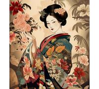 KANGBAWA Peinture par Numero Adulte Kit Peinture Adulte Enfant Comprend des Peintures Acryliques et des Pinceaux - femme geisha (6) Sans Cadre (Toile 40x50 cm)