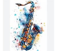 KANGBAWA Peinture par Numero Adulte Saxophone, instrument de musique coloré (10) DIY Peinture à l'huile Numéros Toile Paint by Numbers Peindre par Nombre Kits sans Cadre 40x50cm