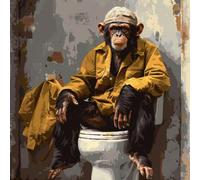 KANGBAWA Peinture par Numéro Kits Singe de toilette coloré (10) Peintures Acryliques pour Adultes Enfants Seniors Débutant Peinture à l'huile de Bricolage -16x20 Pouces (sans Cadre)