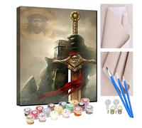 KANGBAWA Peinture Par Numero pour Adulte und Enfant Débutants Kit de Bricolage Peinture à l'huile Chevalier en armure sur Toile avec Acrylique et Pinceaux 40 x 50cm (sans Cadre)
