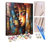 KANGBAWA Peinture Par Numero pour Adulte und Enfant Débutants Kit de Bricolage Peinture à l'huile Visage de fille abstrait sur Toile avec Acrylique et Pinceaux 40 x 50cm (sans Cadre)