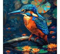KANGBAWA Peinture par Numéros Adultes Enfants Débutants Martin-pêcheur oiseau coloré (14) DIY Kits de l'huile pour la Décoration de la Maison Livrée avec Peinture et Pinceau (40 * 50cm)