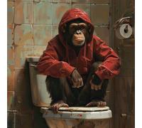 KANGBAWA Peinture par Numéros Adultes Enfants Débutants Singe de toilette animal drôle (4) DIY Kits de l'huile pour la Décoration de la Maison Livrée avec Peinture et Pinceau (40 * 50cm)