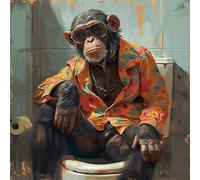 KANGBAWA Peinture par Numéros Adultes Enfants Débutants Singe de toilette coloré (12) DIY Kits de l'huile pour la Décoration de la Maison Livrée avec Peinture et Pinceau (40 * 50cm)