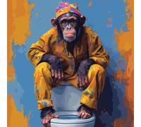 KANGBAWA Peinture par Numéros Adultes Enfants Débutants Singe de toilette coloré (6) DIY Kits de l'huile pour la Décoration de la Maison Livrée avec Peinture et Pinceau (40 * 50cm)