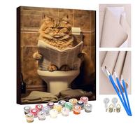 KANGBAWA Peinture par Numéros pour Adulte Kit de Peinture à l'huile Les chats qui vont aux toilettes (7) Enfant avec pinceaux Peinture de Dessin de Pigment Acrylique 16x20 Pouces