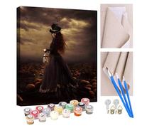 KANGBAWA Peinture par numéros pour adultes Fille gothique sorcière DIY peinture à l'huile par numéros sur pinceaux peintures acryliques pour enfants décoration 40cm x 50 cm