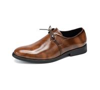 Kanggrei Chaussures habillées classiques à lacets for hommes, chaussures Oxford à bout pointu, chaussures formelles for hommes, mode bal de promo, mariage(Brown,39 EU)