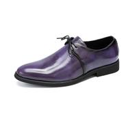 Kanggrei Chaussures habillées classiques à lacets for hommes, chaussures Oxford à bout pointu, chaussures formelles for hommes, mode bal de promo, mariage(Purple,41 EU)