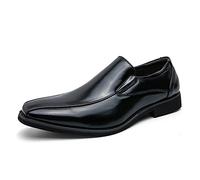 Kanggrei Chaussures habillées for Hommes, à Enfiler, à Brides, à Bout carré, Style vélo, en Cuir végétalien, Basses, for l'extérieur(Noir,41 EU)