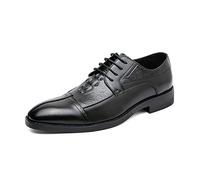 Kanggrei Chaussures habillées for Hommes, à Lacets, Bout Droit, Bout Fendu, imprimé Crocodile, Bout Bruni, Chaussures Derby d'affaires(Noir,44.5 EU)