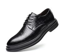 Kanggrei Chaussures habillées for Hommes, à Lacets, Bout Pointu, Motif Bloc, Chaussures Derby en Similicuir, Talon Bloc, Semelle en Caoutchouc antidérapante, Bal de Promo(44 EU)