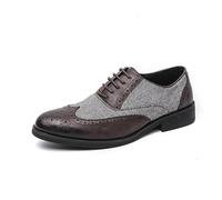 Kanggrei Chaussures habillées for Hommes, à Lacets, Bout Pointu, Richelieu, Bout d'aile en Relief, Patchwork Bicolore, antidérapantes, antidérapantes, for Bal de Promo(Marron,41 EU)