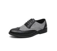 Kanggrei Chaussures habillées for Hommes, à Lacets, Bout Pointu, Richelieu, Bout d'aile en Relief, Patchwork Bicolore, antidérapantes, antidérapantes, for Bal de Promo(Noir,45 EU)