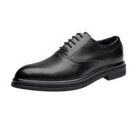 Kanggrei Chaussures habillées for Hommes, à Lacets, Bout Rond, Couleur Unie, en Cuir végétalien, Chaussures Oxford à Talon carré, Basses, antidérapantes, for Mariage(Noir,46 EU)