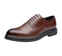 Kanggrei Chaussures habillées for Hommes, à Lacets, Bout Rond, Couleur Unie, en Cuir végétalien, Chaussures Oxford à Talon carré, Basses, antidérapantes, for Mariage(Marron,44 EU)