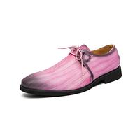 Kanggrei Chaussures habillées for Hommes Chaussures Derby à Bout Bruni Noir Chaussures Formelles Oxford Classiques for Hommes à Lacets en Cuir PU Mariage (Color : Rose, Size : 46 EU)