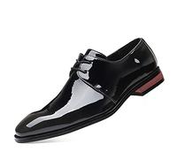 Kanggrei Chaussures habillées for Hommes, Chaussures Derby à Lacets et Bout carré en Cuir synthétique(Grau,41 EU)