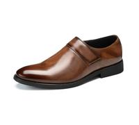 Kanggrei Chaussures habillées for Hommes, Mocassins Confortables à Enfiler, Chaussures d'affaires décontractées et Formelles avec Fermeture éclair(Brown,44 EU)