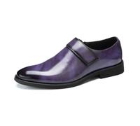 Kanggrei Chaussures habillées for Hommes, Mocassins Confortables à Enfiler, Chaussures d'affaires décontractées et Formelles avec Fermeture éclair(Purple,42 EU)