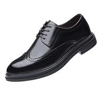 Kanggrei Chaussures habillées Oxford for Hommes, Chaussures Derby à Lacets, Bout Bruni, Bout Golf, Bal de Promo(Noir,41 EU)