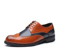Kanggrei Chaussures Oxford à Lacets for Hommes, Style Richelieu Bicolore, Bout Golf, en Cuir synthétique, Talon carré, antidérapantes, Basses, for Bal de Promo(Marron,46 EU)