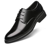 Kanggrei Men's Breathable Oxford Height Increasing Elevator Shoes 2.4 inches Taller,Leather Lace-up Cap Toe Oxfords 2.4'' Taller (Color : Noir, Size : 42 EU)