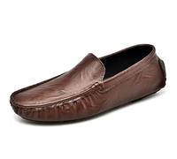 Kanggrei Mocassins de conduite for hommes, chaussures à bout rond en cuir PU, mocassins légers à enfiler for bal de promo(marron,42 EU)