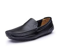 Kanggrei Mocassins for hommes à bout carré en cuir PU à enfiler style conduite, souples, antidérapants, confortables et tendance(Noir,38 EU)