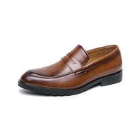 Kanggrei Mocassins for Hommes à Bout Pointu en Cuir PU, antidérapants, légers et Flexibles, à Enfiler(Marron,42 EU)