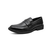 Kanggrei Mocassins for Hommes à Bout Pointu en Cuir synthétique, Mocassins à Enfiler antidérapants à Talon Plat et Flexibles for fêtes(Noir,44.5 EU)